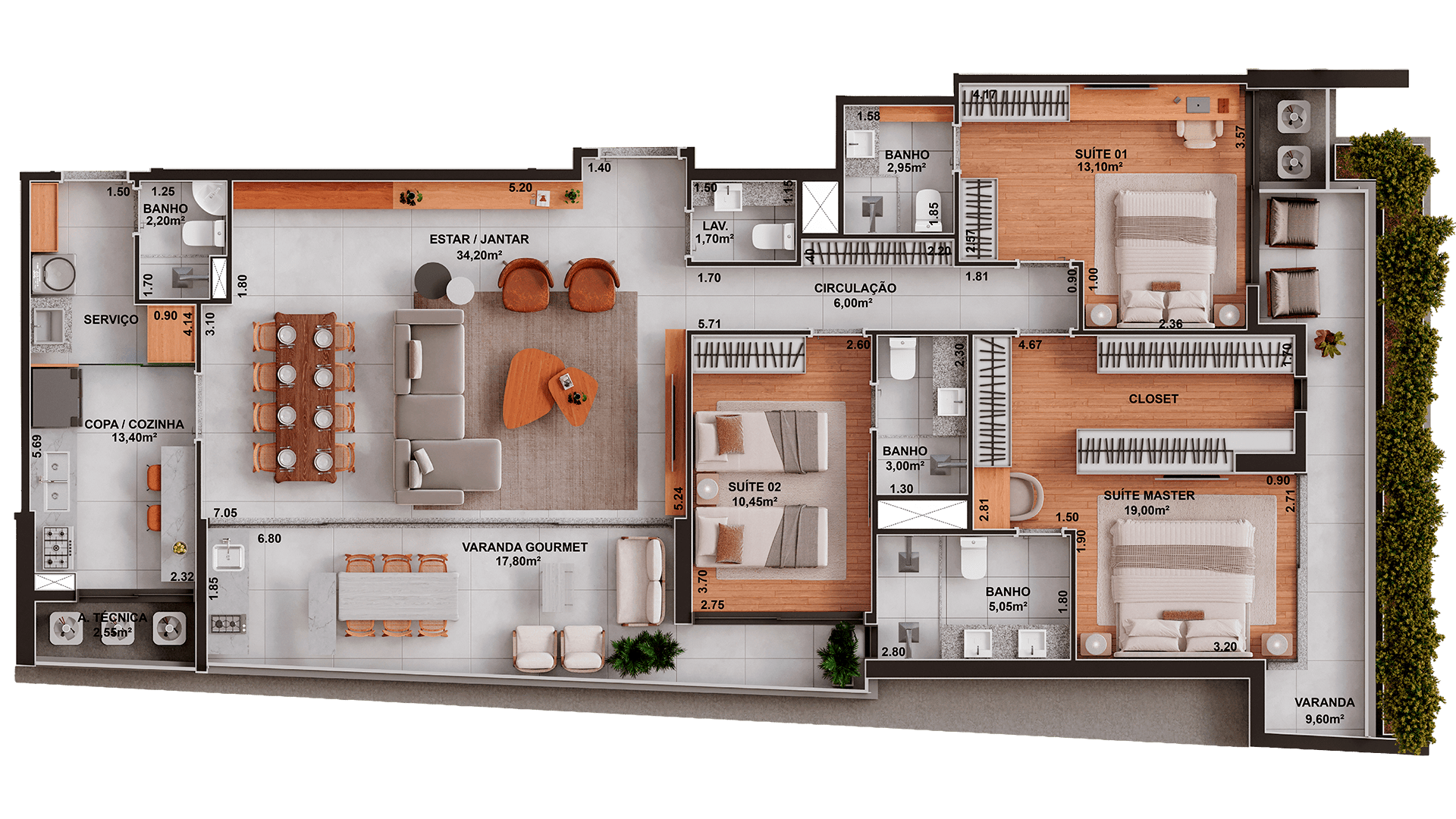 3 Suítes · 161,28 m²